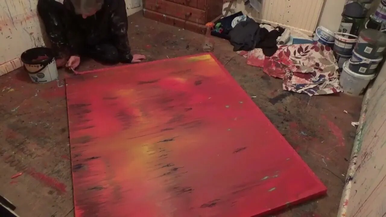 Applying the Red All Purpose Filler to Canvas