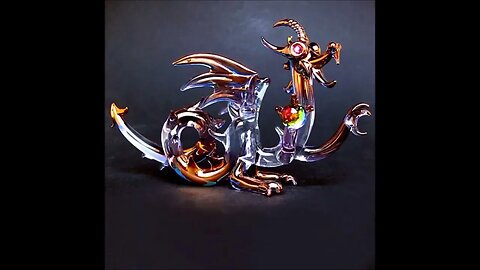 $ THIS MY Dragon STORY OF Medieval Hand Blown Glass Figurine Crystal Gold