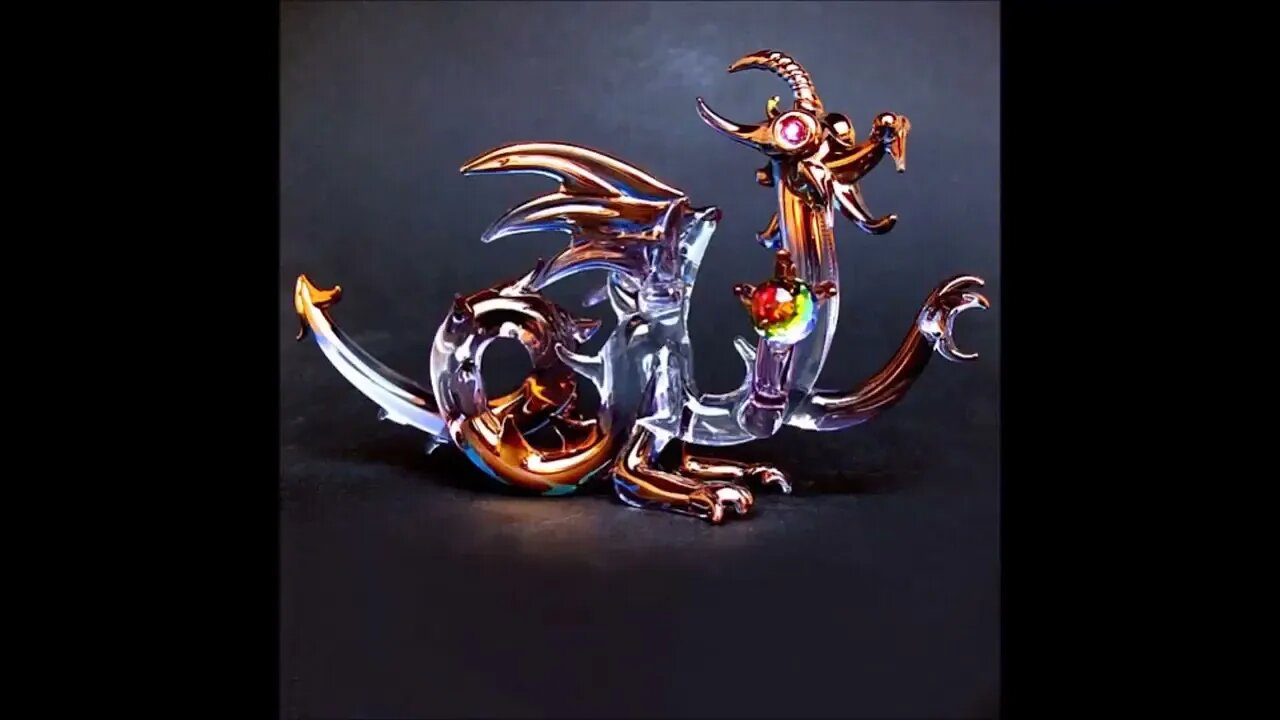 $ THIS MY Dragon STORY OF Medieval Hand Blown Glass Figurine Crystal Gold