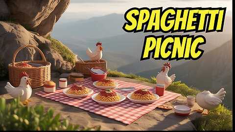 A Chicken Picnic With Spaghetti 🍝