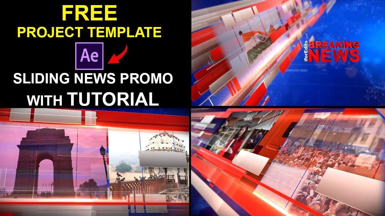 SLIDING News OPENER AFTER EFFECTS TEMPLATE with TUTORIAL - EASY TO USE and FAST Render | iforEdits