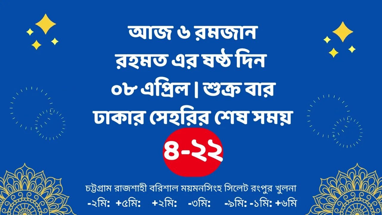 Today 8 April sahari time | আজকের সেহরির শেষ সময় ২০২২ | আজকের সেহরি | ajker sehorir sesh shomy