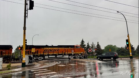 Truck moves for me to catch train in the rain - Staples Subdivision