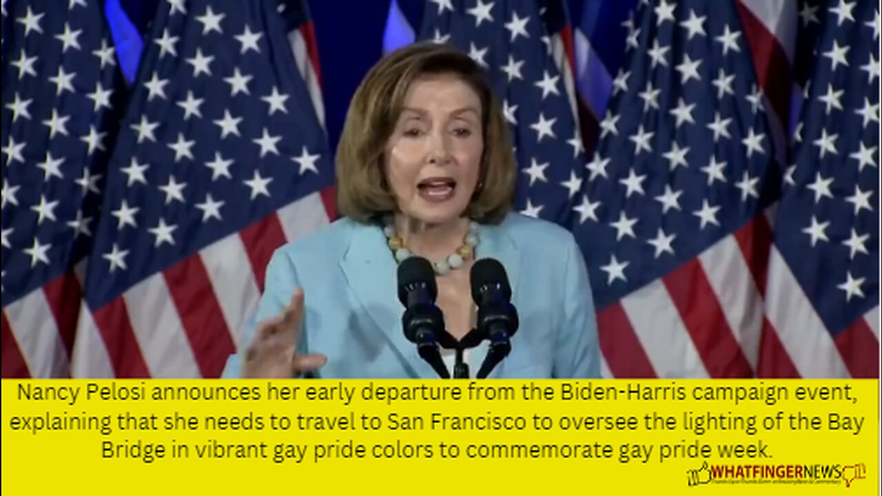 Nancy Pelosi announces her early departure from the Biden-Harris campaign event, explaining