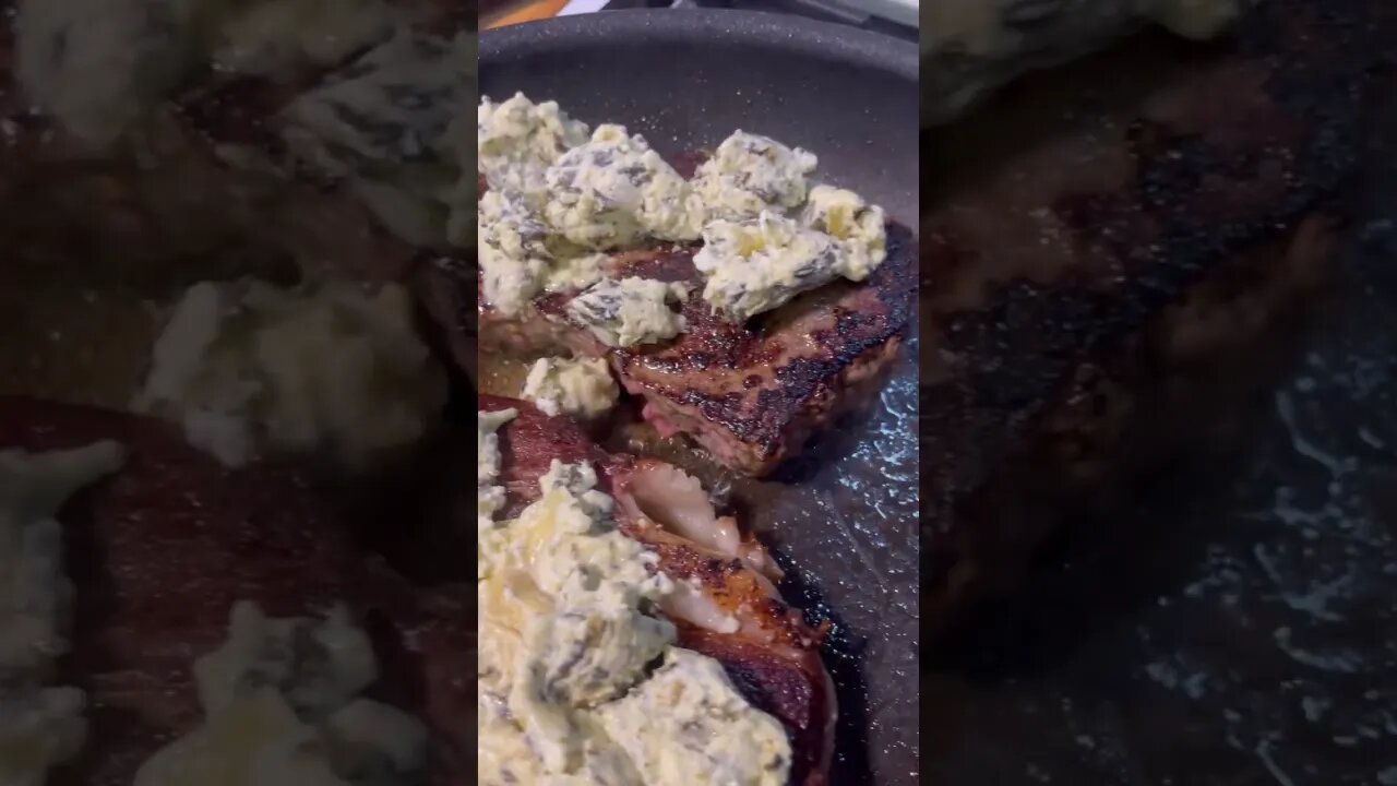 Artichoke & spinach rib-eye I like my steak rare like a real man! Sub for more!
