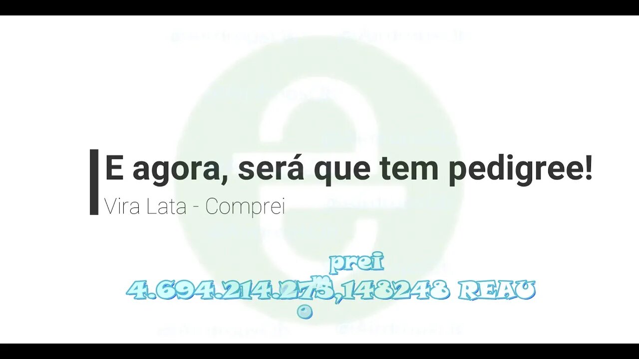 Dica - Fui de onda - Comprei um Vira Lata - 4.694.214.275,148248 $REAU