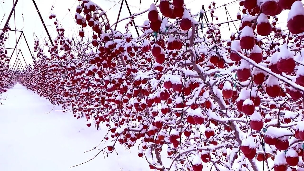 Snow Apple Harvest and How to Store Apple Under Snow, Japanese Apple Farming Technique