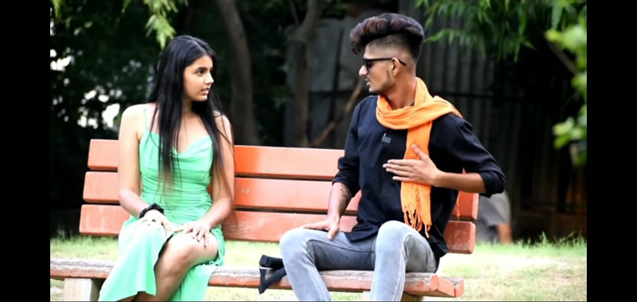 prank with beautiful girl in park