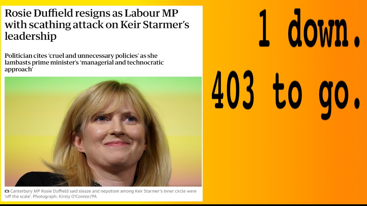 Revolution In The Ranks Of UK Labour - Rosie Duffield Bales Out Spectacularly