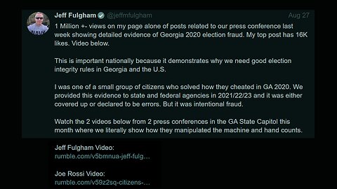 Joe Rossi & Jeff Fulgham from GA State Capitol Aug.6 & 19th: How 'They' Rigged Machine & Hand Counts