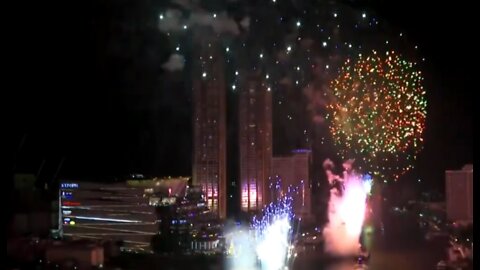 New Year's fireworks at Chao Phraya, Bangkok, Thailand.