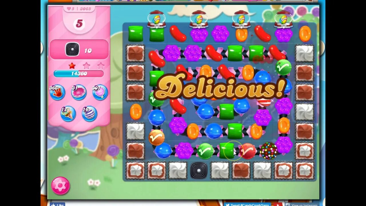 Candy Crush level 3065 Talkthrough, 15 Moves 0 Boosters