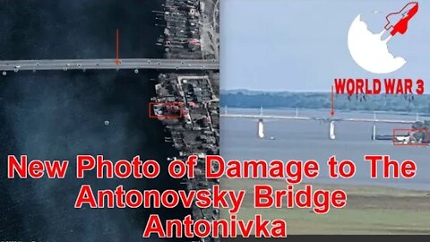 New photo of damage to the Antonovsky bridge Antonivka, released today - World War 3