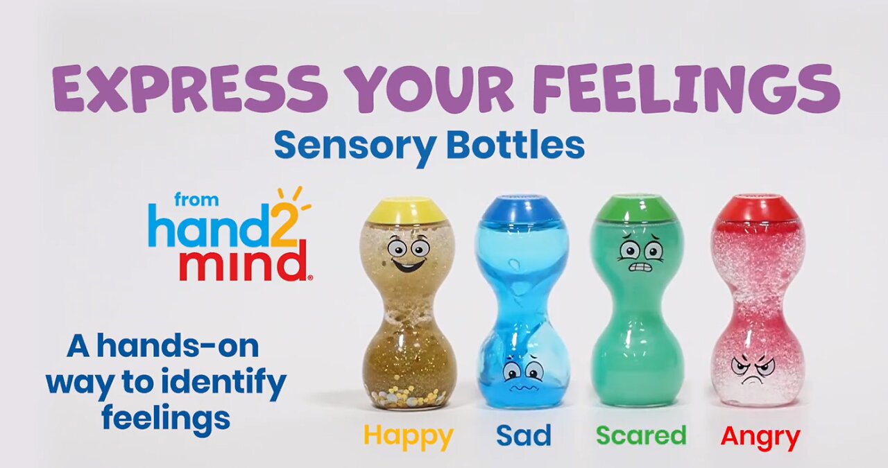 HAND2MIND Express Your Feelings Sensory Bottles for Kids | Mindfulness for Kids | Counseling Tool