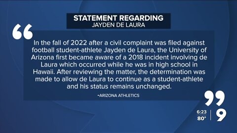 Arizona says de Laura's status remains unchanged