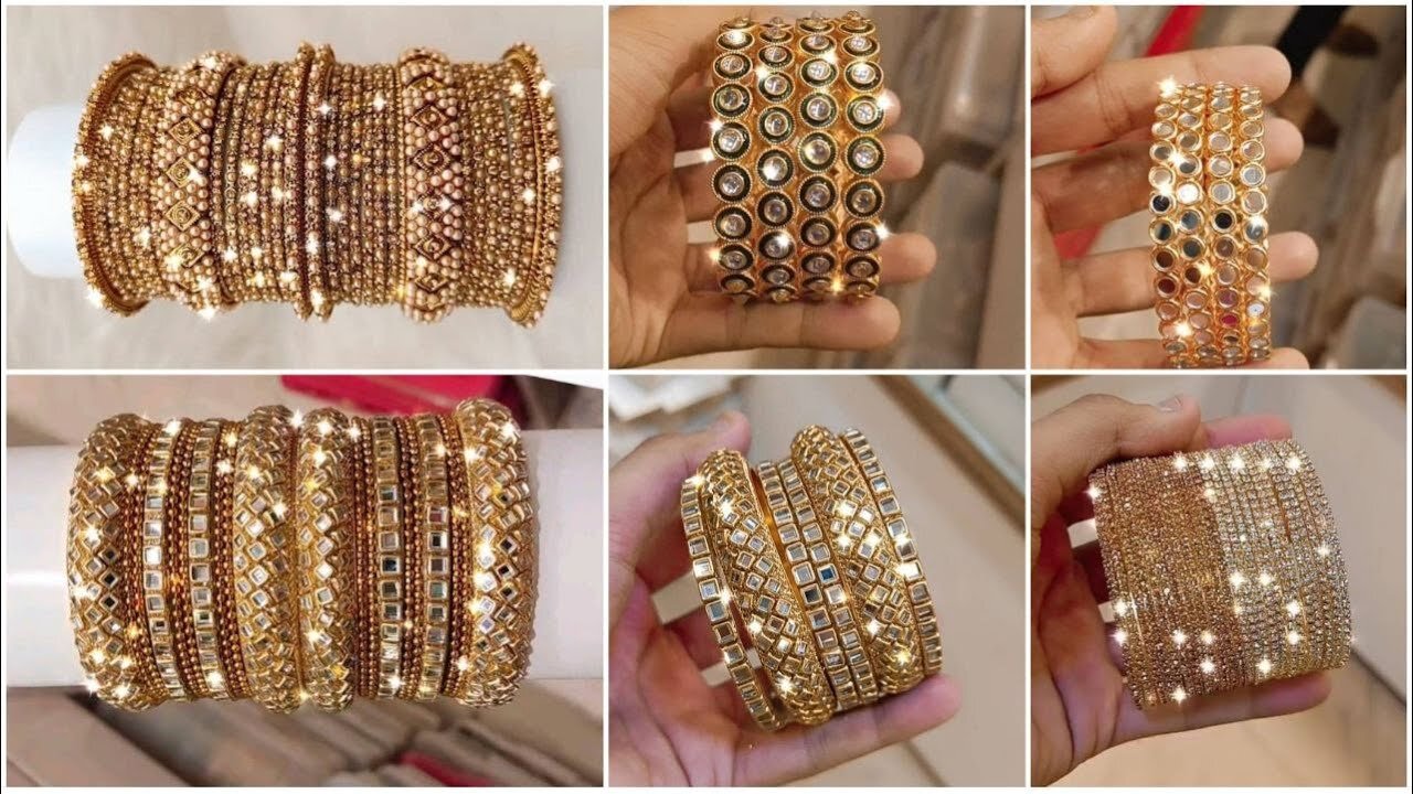 Rose gold and Copper bangles set with moti and mirror work!!