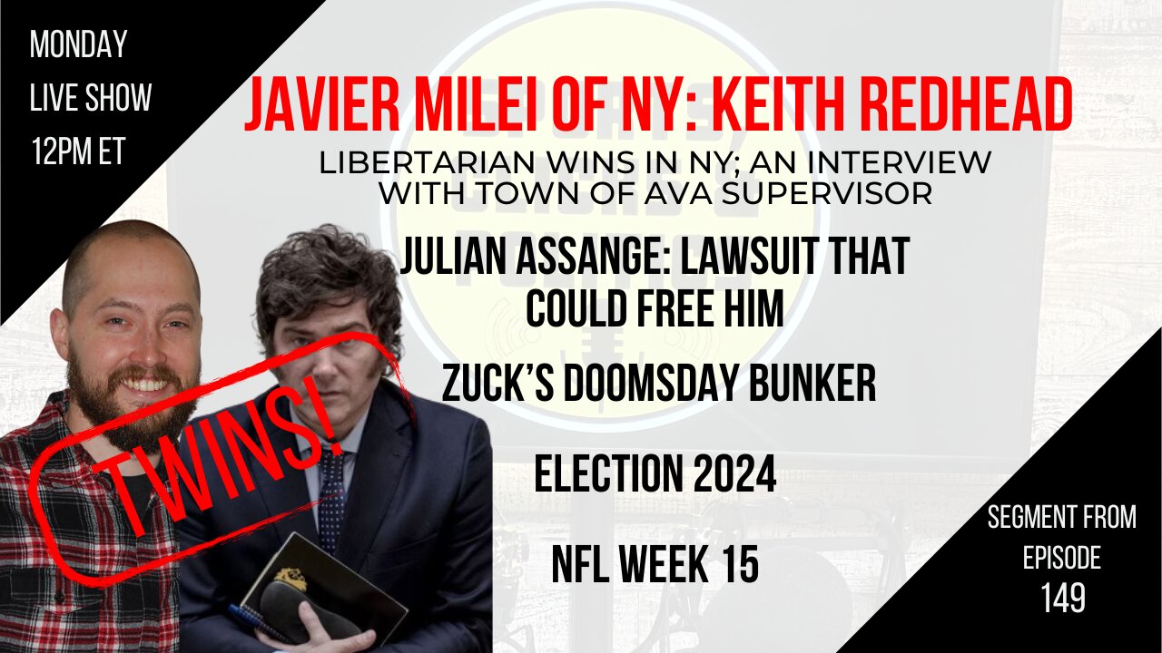 EP149: Javier Milei of NY: Keith Redhead, Zuck’s Doomsday Bunker, Assange Lawsuit, NFL Week 15