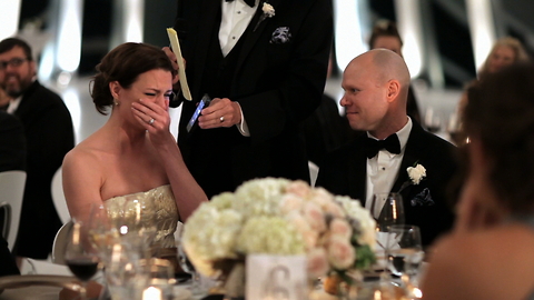 Emotional Wedding Video - Grandfather Surprises Bride with a Toast over the Phone