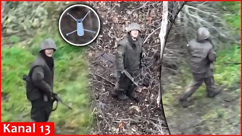 Fleeing From Drone, Russian Soldier Hides In Shelter, Reveals Army Positions