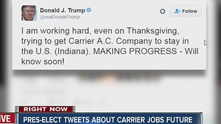 President-elect Donald Trump Tweets abotu Carrier jobs future