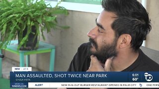 Man assaulted, shot twice outside Chula Vista park