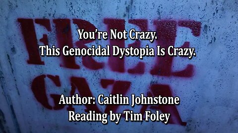 You're Not Crazy. This Genocidal Dystopia Is Crazy | Caitlin Johnstone | Tim Foley