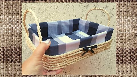 CESTA DE SISAL TECIDO E CAIXA DE PAPELÃO/DIY/ÓTIMA PARA O DIA DOS PAIS