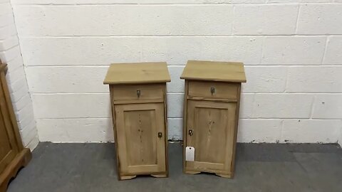 Pair Of Slim Antique Pine Bedside Cupboards (Y2351C) @PinefindersCoUk