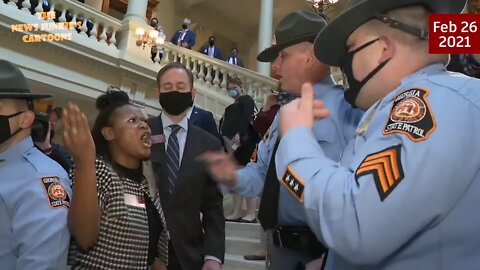 When the tables are reversed: Democrats protest election bills at Georgia State Capitol.