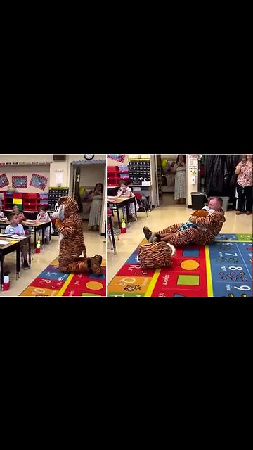 Soldier Dresses as Mascot to Surprise Son on First Day of School