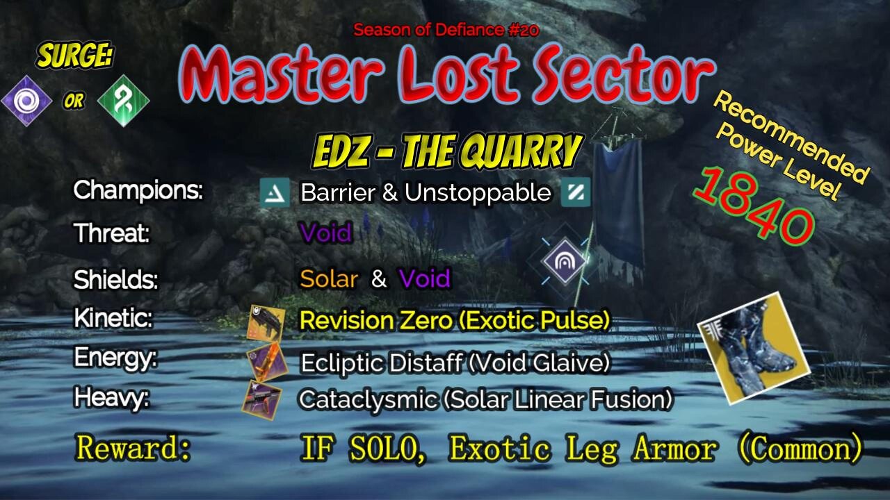 Destiny 2 Master Lost Sector: EDZ - The Quarry on my Titan 4-18-23