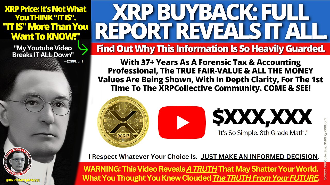 SAVING HUMANITY w/ Twitter's Dave@XRPLion1- "XRP FULL BUYBACK REPORT" [PREVIEW]