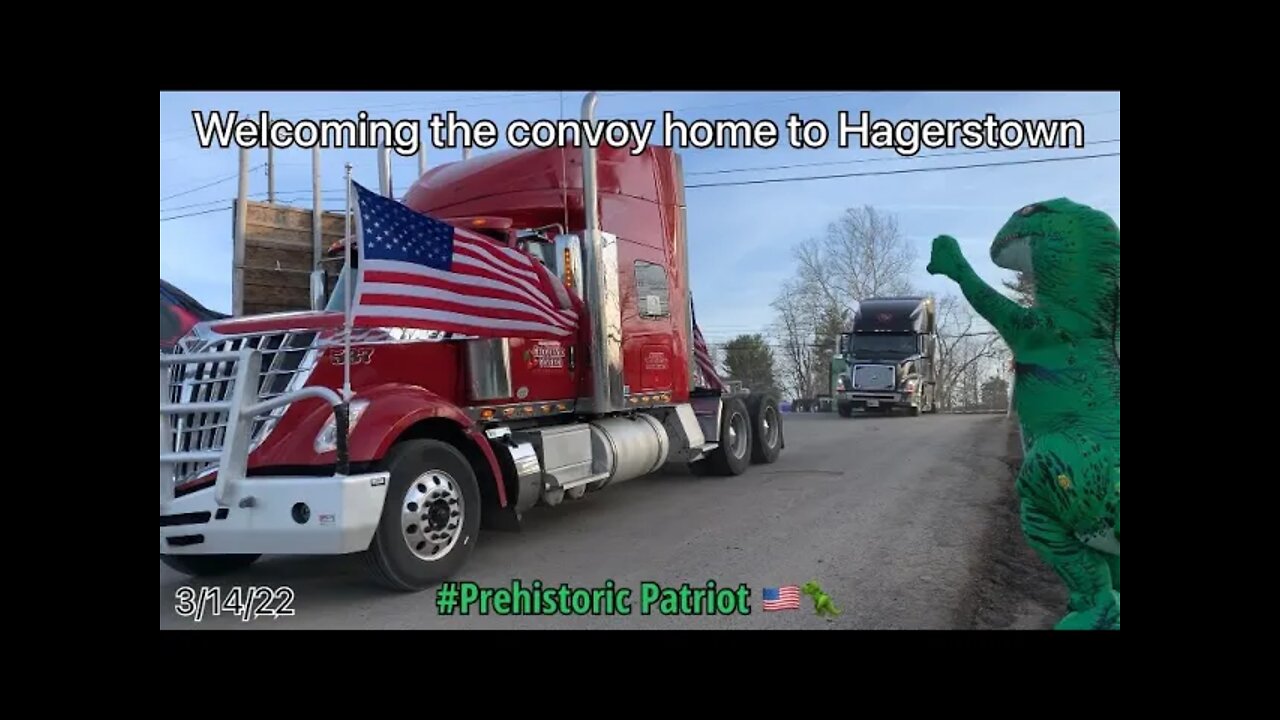 3/14/22 Welcoming the People’s Convoy home to Hagerstown after a long day circling the DC Beltway