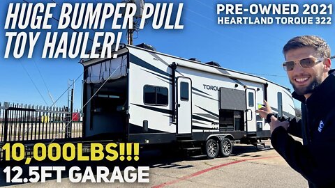 HUGE 10,000lbs Bumper Pull Toy Hauler! Pre-Owned 2021 Heartland Torque 322