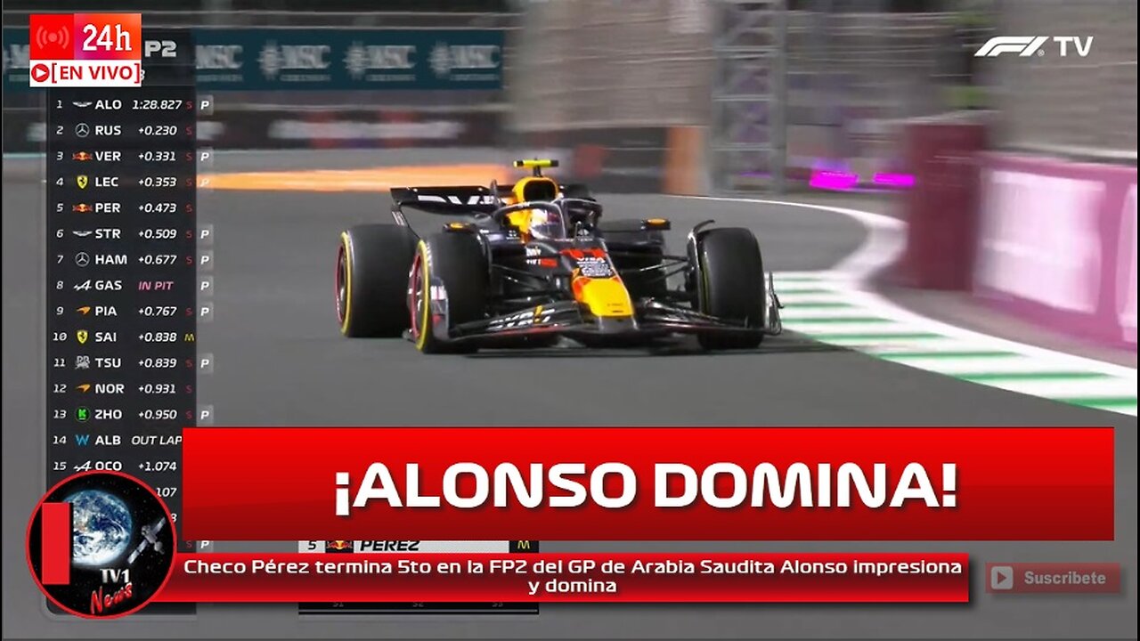 Checo Pérez termina 5to en la FP2 del GP de Arabia Saudita Alonso impresiona y domina