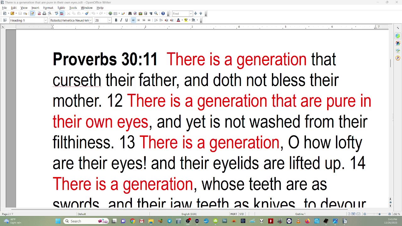 PROVERBS 30 ~ THERE is A GENERATION