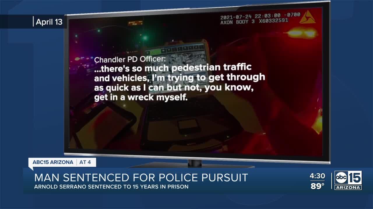 Man sentenced to 15 years in prison for role in Chandler police pursuit, crash