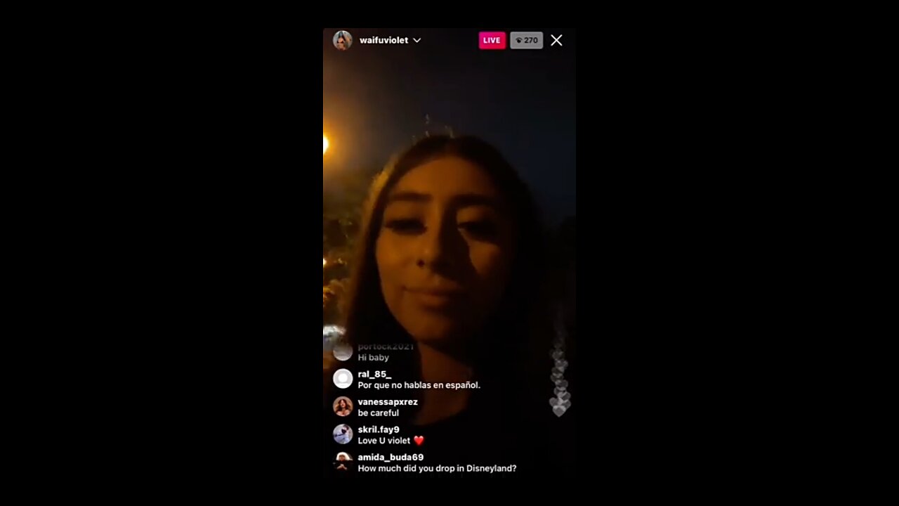 Violet Myers sad on Instagram live