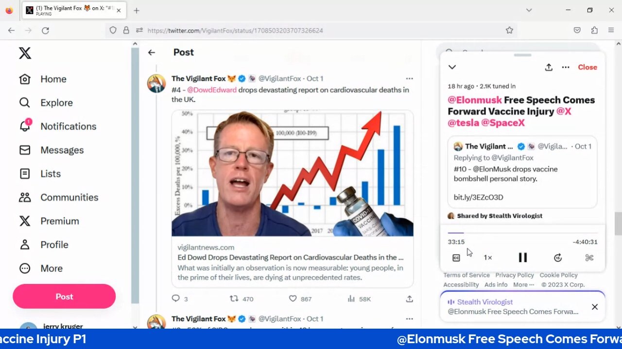 @Elonmusk Free Speech Comes Forward Vaccine Injury P1