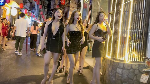 [4k] How is Vietnam Now? Ho Chi Minh City Nightlife Street Scenes So Many Pretty Ladies!