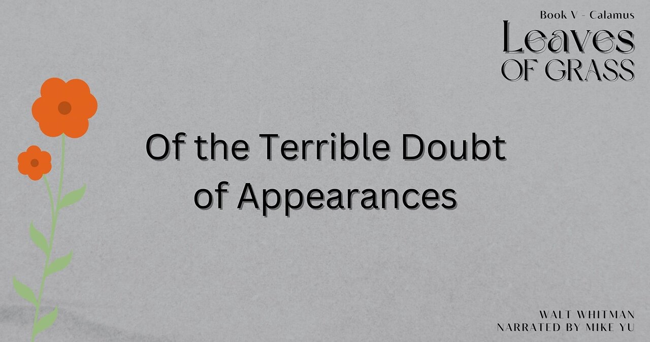 Leaves of Grass - Book 5 - Of the Terrible Doubt of Appearances - Walt Whitman