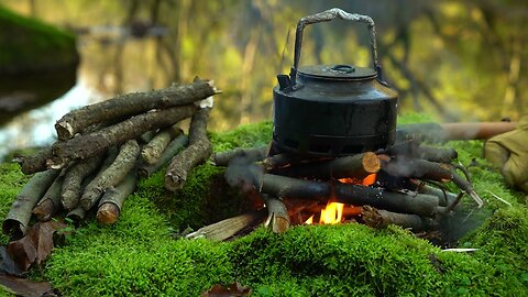 Solo Relaxing Camp - River Sound - Fire - Leave your mark on nature - asmr sound