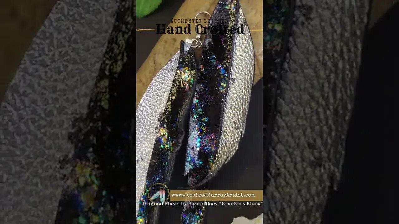 SILVER LINED NEBULA, 6 inch, feather inspired leather earrings