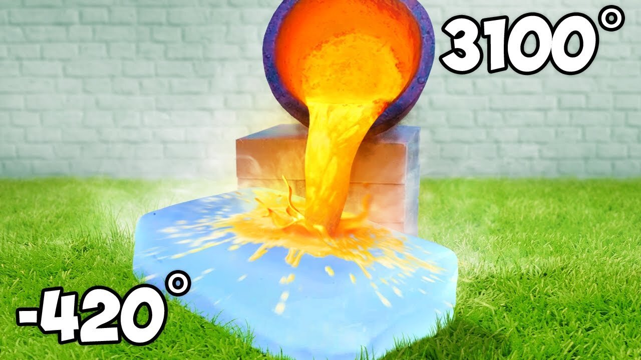 Molten Lava Vs Giant Ice Block Experiment