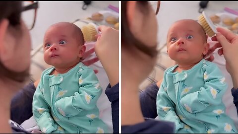 Baby has heartfelt gaze at his beloved mother