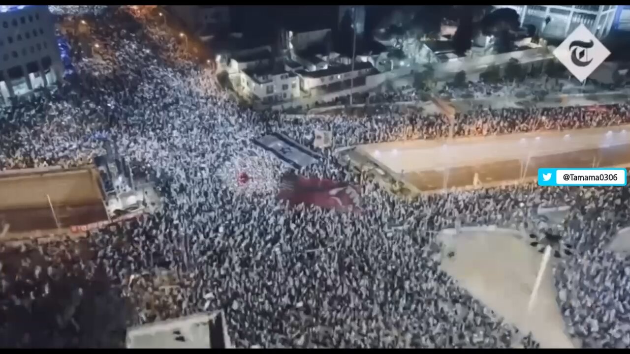 イスラエルでネタニヤフ首相に対する大規模抗議デモ