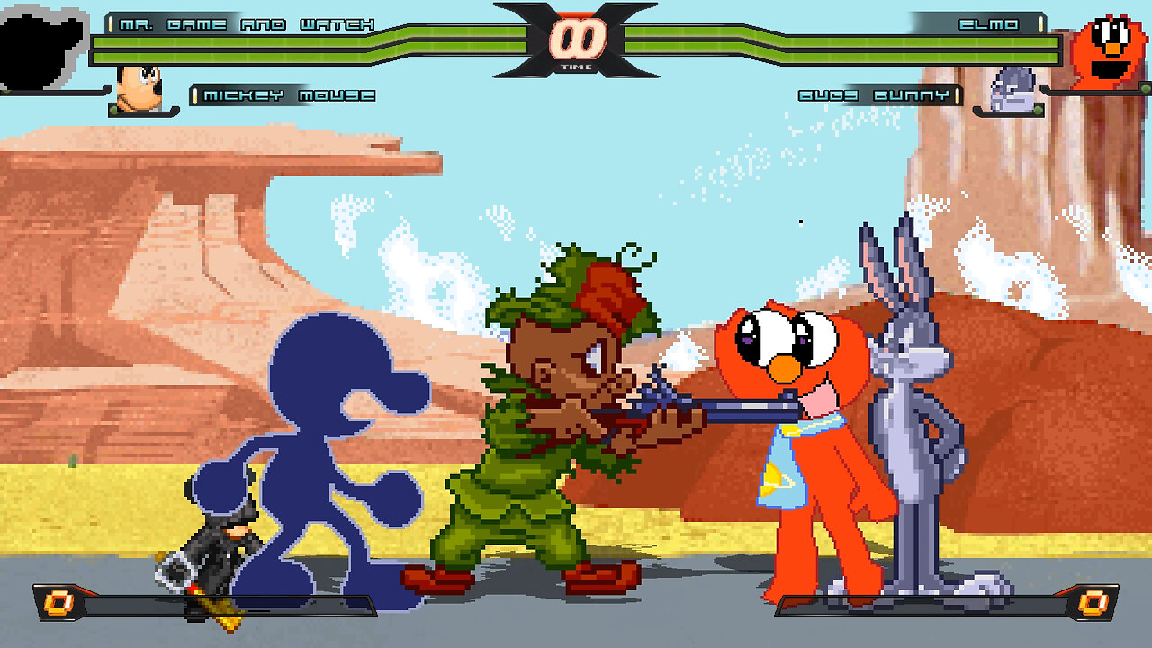 MUGEN - Mr. Game and Watch & Mickey Mouse vs. Elmo & Bugs Bunny - Download