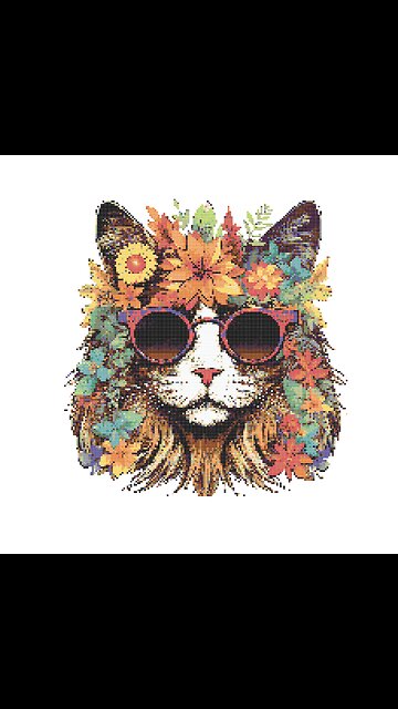 HIPSTER KITTY Cross Stitch Pattern by Welovit Cross Stitch | welovit.net | #welovit #crossstitch