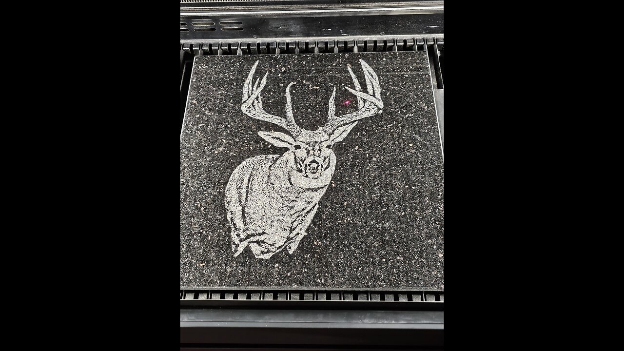 co2 laser engraving on granite an image of a mounted deer MilltownEngraving