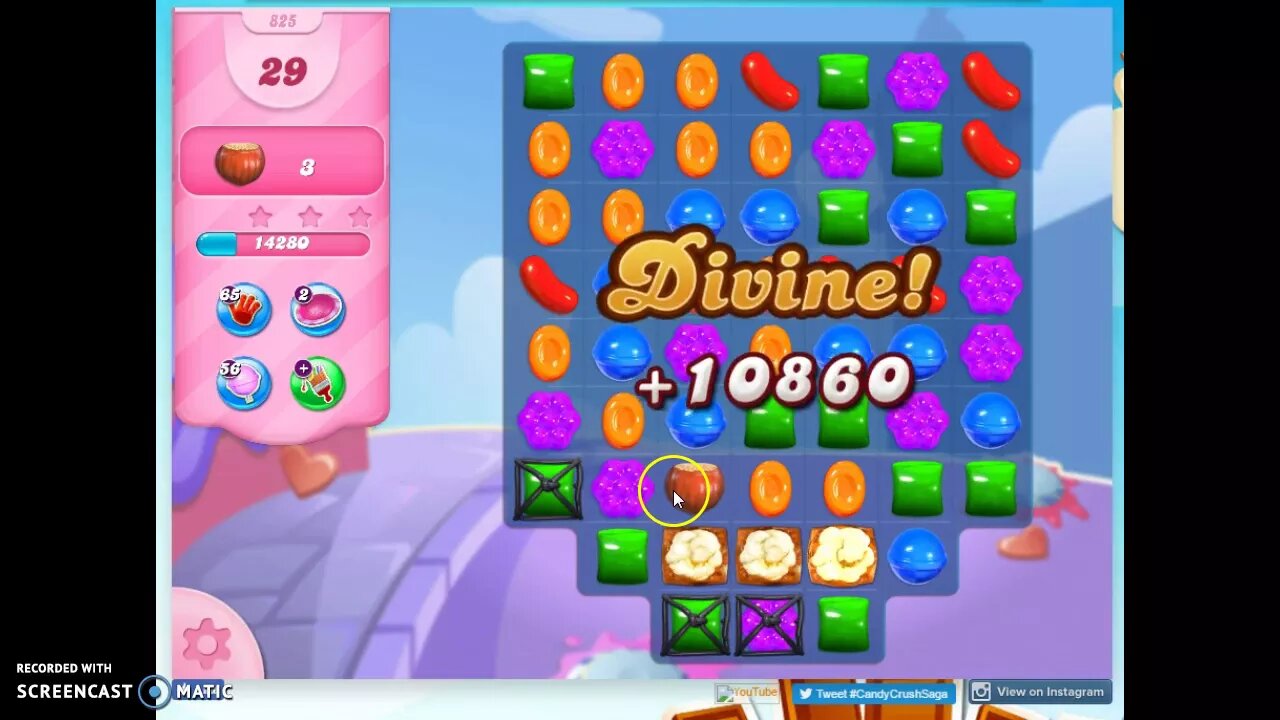 Candy Crush Level 825 Audio Talkthrough, 3 Stars 0 Boosters